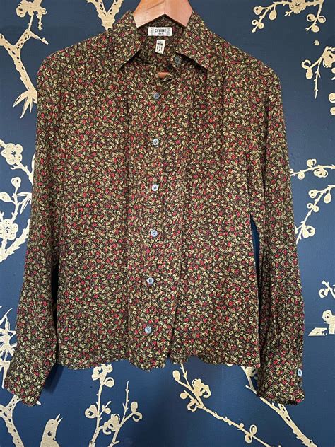 Vintage Celine Paris Silk Psychedelic Print Blouse 1970s Hedi